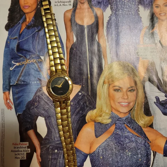 2XHP- VINTAGE WOMEN'S GUCCI BLACK FACE GOLD PLATED,STAINLESS STEEL WATCH/#3300L - Picture 10 of 13